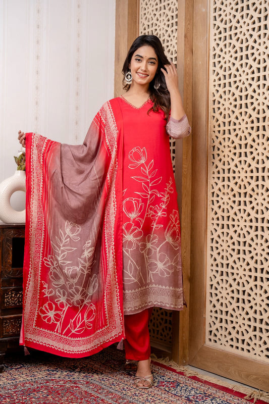 Premium Silk Viscose Dupatta Set with Soft Viscose Mulmul Lining