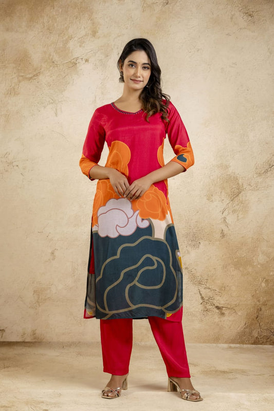 Premium Viscose dupatta set with mulmul lining