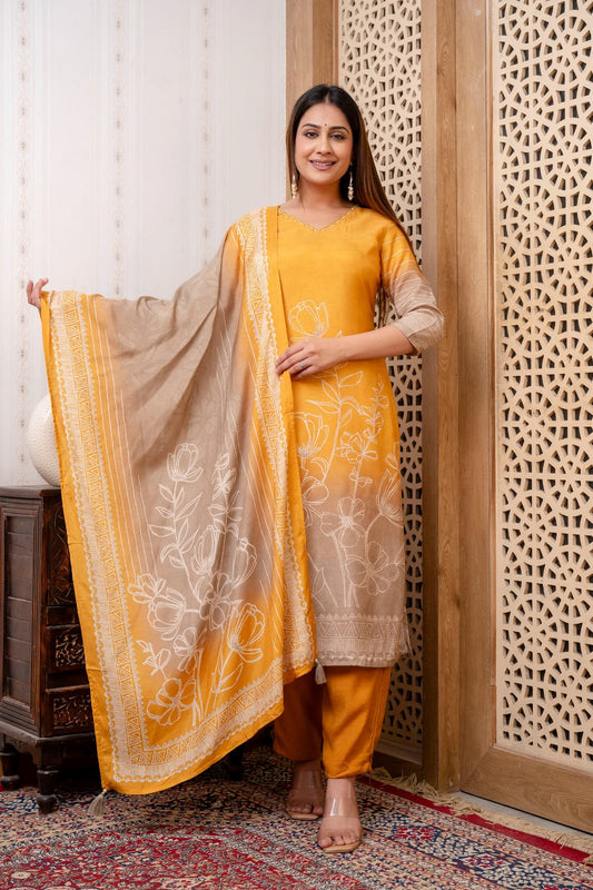 Premium Silk Viscose Dupatta Set with Soft Viscose Mulmul Lining