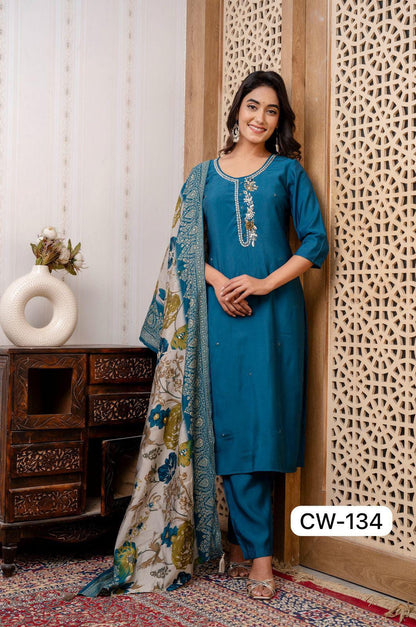Festive Muslin Dupatta Set with Mulmul Lining