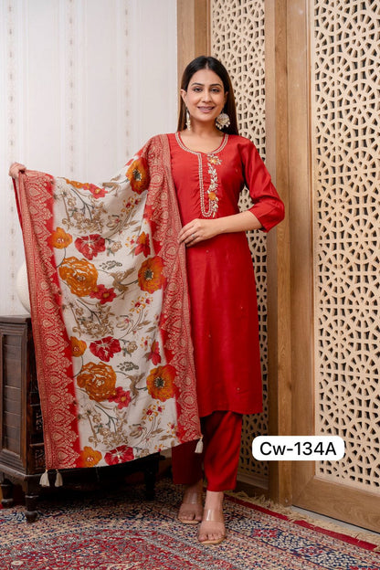 Festive Muslin Dupatta Set with Mulmul Lining