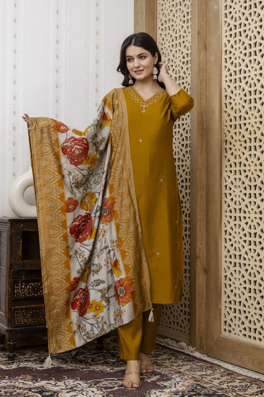 Premium Muslin Festive Dupatta Set with Mulmul Lining