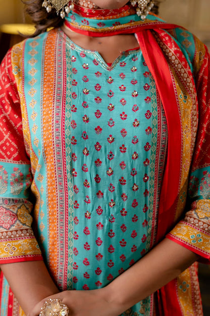 Premium Silk Viscose Dupatta Set with Mulmul Lining