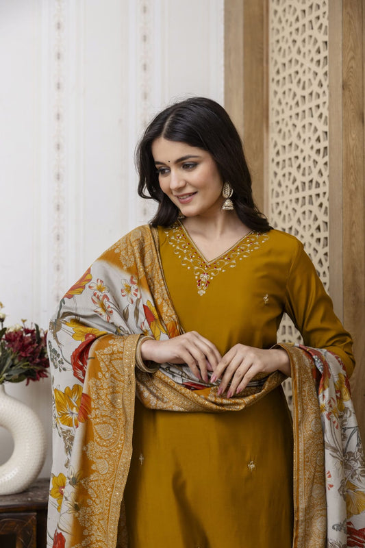 Premium Muslin Festive Dupatta Set with Mulmul Lining