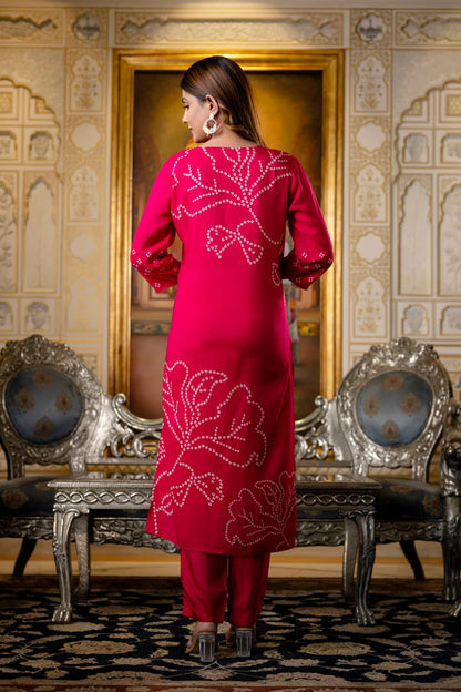 Bandhej Silk Viscose Dupatta Set with Mulmul Lining