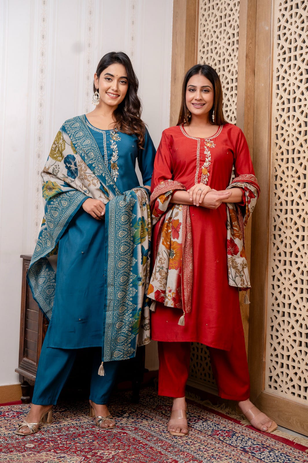 Festive Muslin Dupatta Set with Mulmul Lining