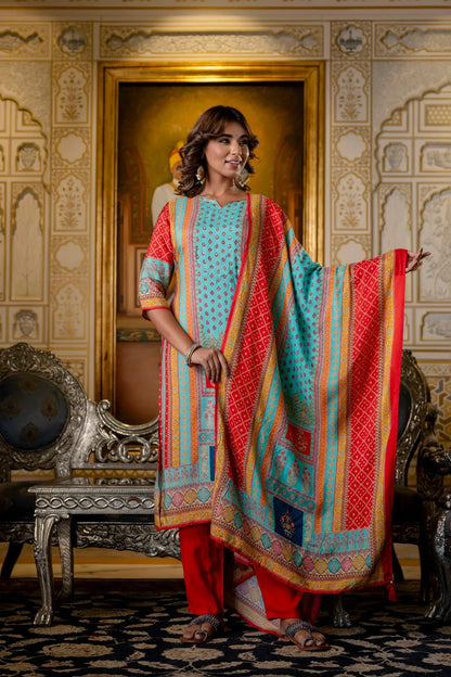Premium Silk Viscose Dupatta Set with Mulmul Lining