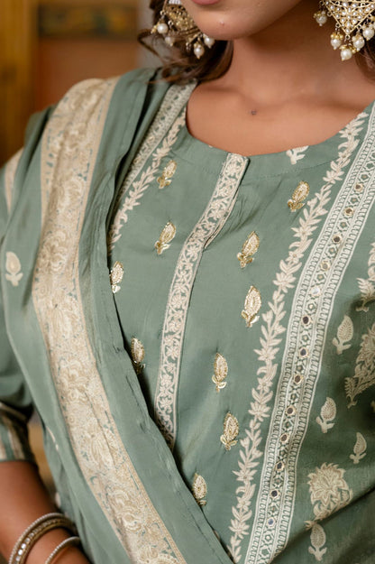 Premium Muslin Shimmer Dupatta Set with Mulmul Lining
