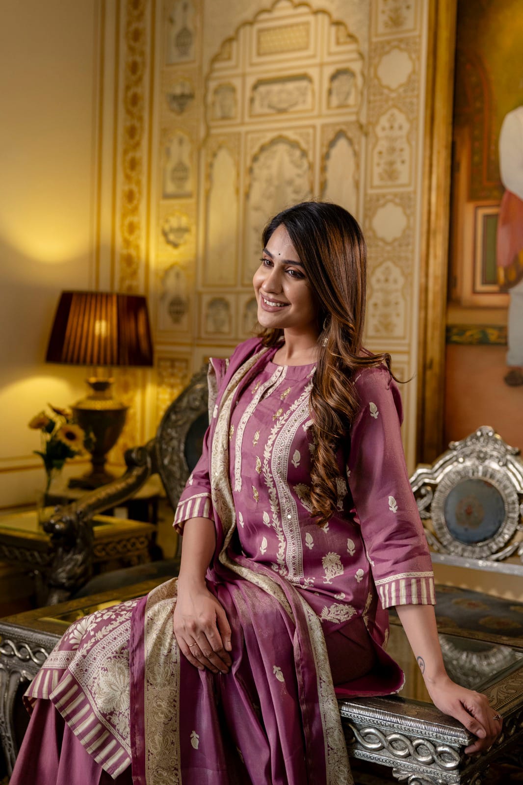 Premium Muslin Shimmer Dupatta Set with Mulmul Lining