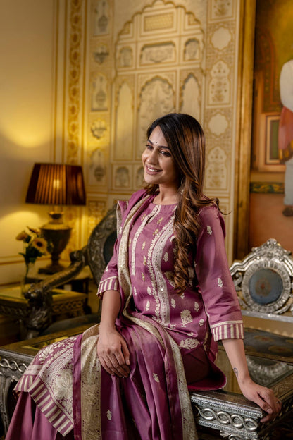 Premium Muslin Shimmer Dupatta Set with Mulmul Lining