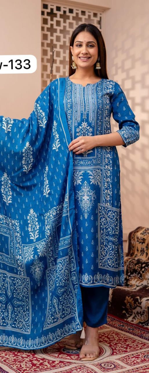 Premium Viscose dupatta set with mulmul lining