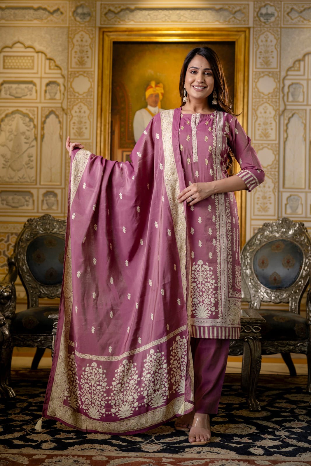 Premium Muslin Shimmer Dupatta Set with Mulmul Lining