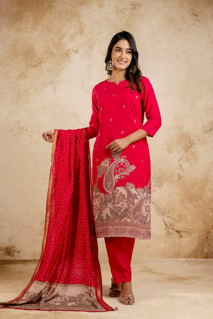 Premium Muslin dupatta set with mulmul lining